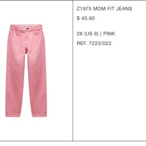 Zara Mom fit jeans 

Pink

US 6